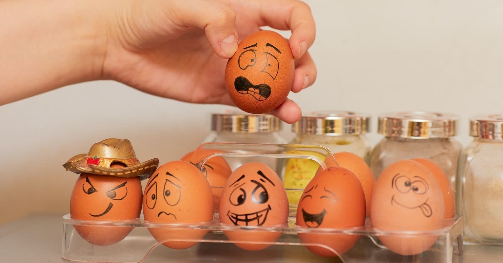 orange and white plastic egg toy, pure fun like the jester brings to the table