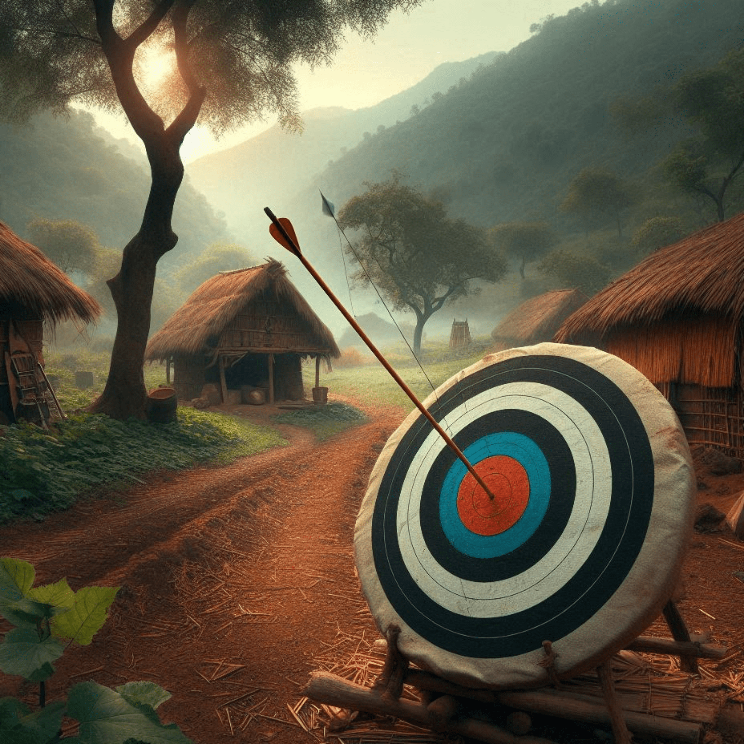 an arrow hitting a target in a rural setting, representing good brand targeting